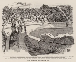 The Olympic Games, View of the Stadium showing the Original Stones Restored to their Proper Places